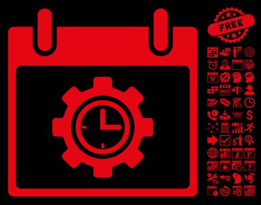 Bonus ile zaman dişli takvim gün düz vektör simgesi