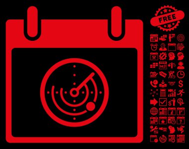 Bonus ile radar takvim gün düz vektör simgesi