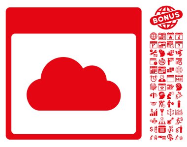 Bonus ile bulut takvim sayfa düz vektör simgesi