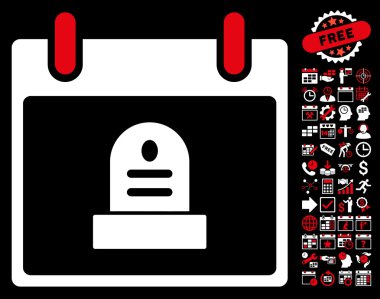 Bonus ile rip anıt takvim gün düz vektör simgesi