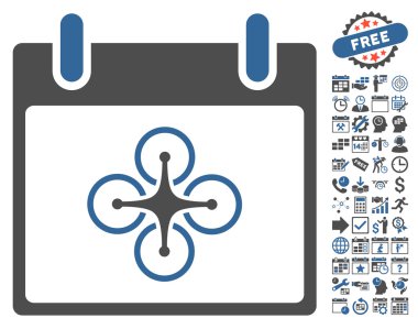 Bonus ile Airdrone takvim gün düz vektör simgesi