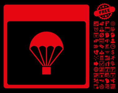 Paraşüt takvim sayfa düz vektör simge Bonus ile