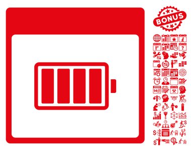 Pil takvim sayfa düz vektör simgesi Bonus ile