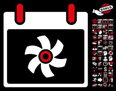 Bonus ile fan takvim gün düz vektör simgesi