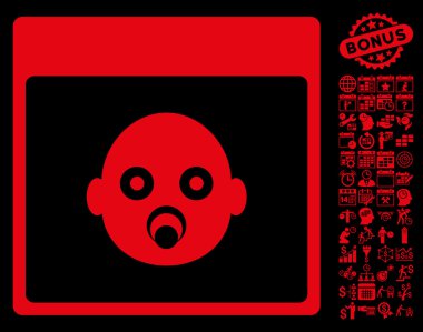 Yenidoğan kafa ile Bonus sayfa düz vektör simge takvim