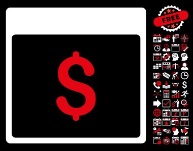 Bonus ile Doları Döviz Alım takvimi sayfa düz vektör simgesi