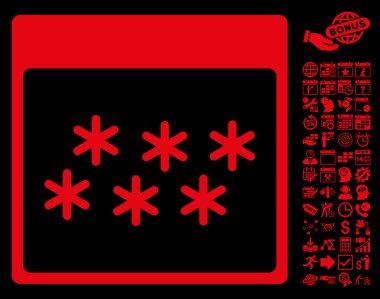 Kar taneleri ile Bonus sayfa düz vektör simge takvim