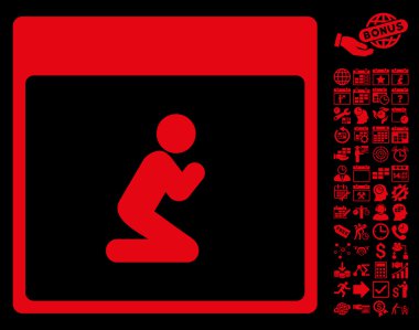 Kişi takvim sayfa düz vektör simge Bonus ile dua