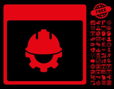 Bonus ile Geliştirme takvim sayfa düz vektör simgesi