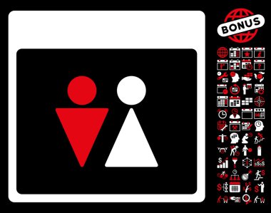 WC kişi ile Bonus sayfa düz vektör simge takvim