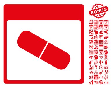 Takvim sayfası düz vektör simge Bonus ile ilaç kapsül