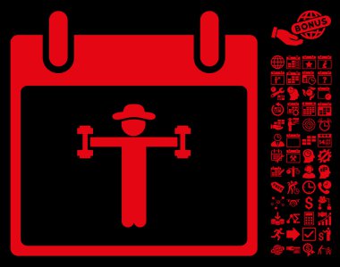 Bonus ile fitness takvim gün düz vektör simgesi