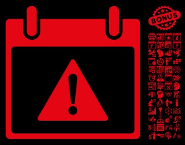 Uyarı takvim gün düz vektör simgesi Bonus ile