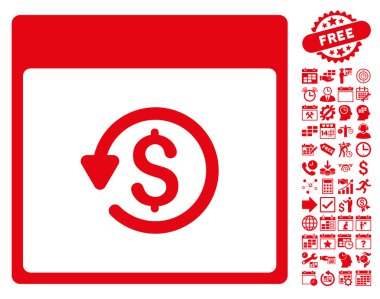 Bonus ile ters ibraz takvim sayfa düz vektör simgesi