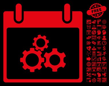 Mekanik vites takvim gün düz vektör simge Bonus ile