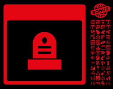 Anıt mezar taşı takvim sayfa düz vektör simge Bonus ile