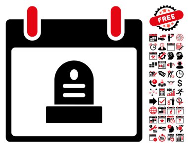 Bonus ile rip anıt takvim gün düz vektör simgesi