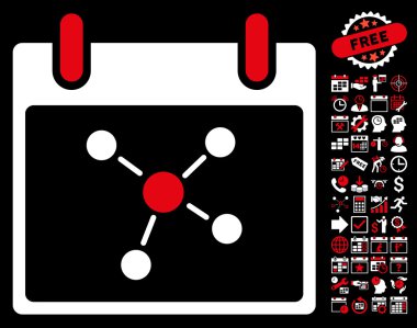 Bonus ile bağlantıları takvim gün düz vektör simgesi