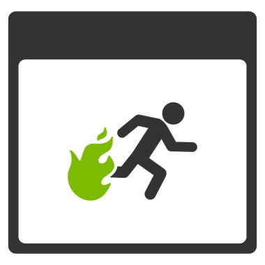 Yangın tahliye adam takvim sayfa düz simgesi