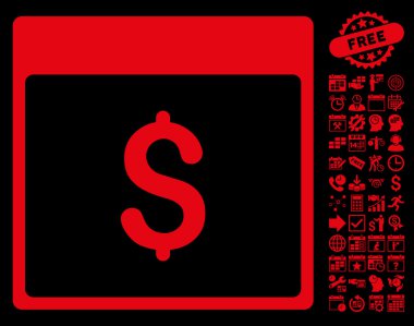 Bonus ile Doları Döviz Alım takvimi sayfa düz vektör simgesi