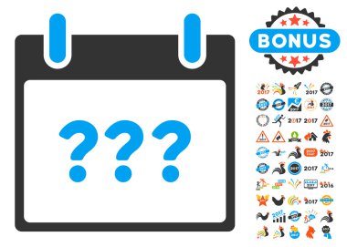 Bonus ile bilinmeyen gün takvim sayfa düz vektör simgesi