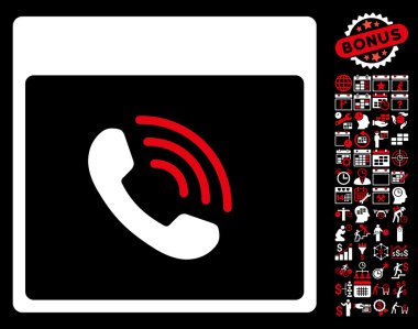 Bonus ile telefon görüşmesi takvim sayfa düz vektör simgesi