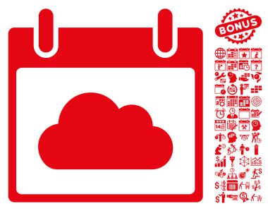 Bonus ile bulut takvim gün düz vektör simgesi