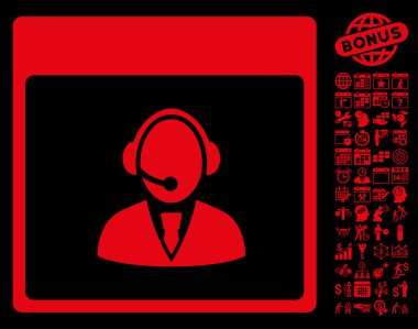 Bonus ile Resepsiyon operatör takvim sayfa düz vektör simgesi