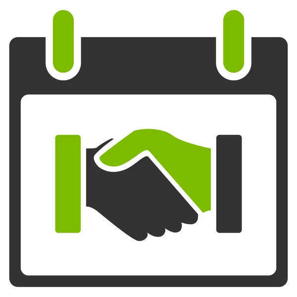 Handshake Calendário Dia Ícone Plano —  Vetores de Stock
