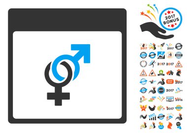 Bonus ile evlilik takvim sayfa düz vektör simgesi