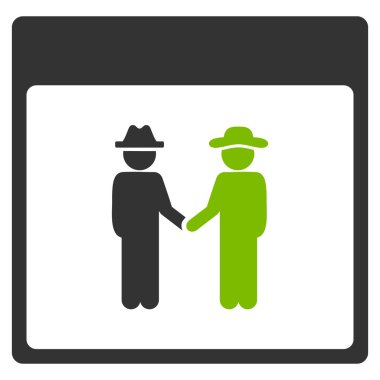 Erkekler el sıkışma takvim sayfa düz simgesini