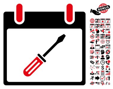 Tornavida takvim gün düz vektör simge Bonus ile ayarlama