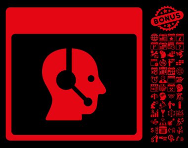 Çağrı Merkezi operatörü takvim sayfa düz vektör simge Bonus ile