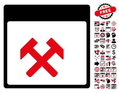 Çekiç ile Bonus sayfa düz vektör simge takvim
