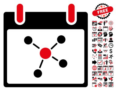 Bonus ile bağlantıları takvim gün düz vektör simgesi