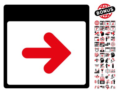 Bonus ile sonraki takvim gün düz vektör simgesi