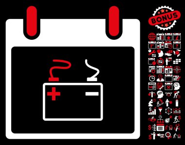 Akümülatör takvim gün düz vektör simge Bonus ile