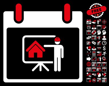 Bonus ile gayrimenkul geliştirici takvim gün düz vektör simgesi