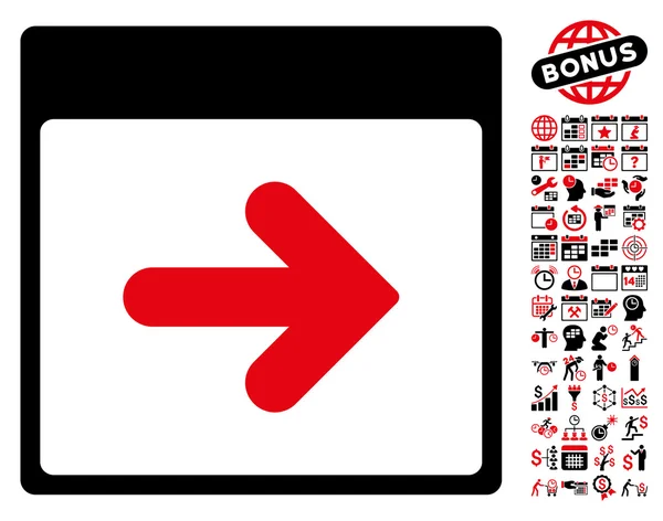 Icône vectorielle plate de jour de calendrier suivant avec le boni — Image vectorielle