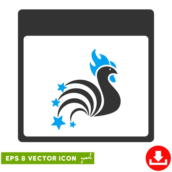Rooster Fireworks Calendar Page Vector Eps Icon — Stock Vector