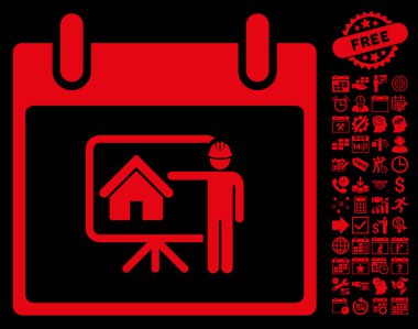 Bonus ile gayrimenkul geliştirici takvim gün düz vektör simgesi