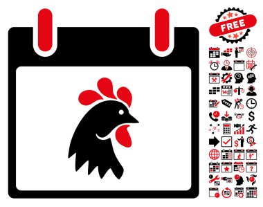 Gün düz vektör simge Bonus ile horoz kafası takvimi