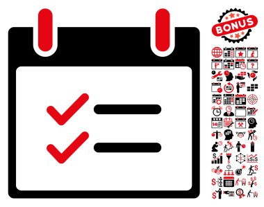 Öğeleri takvim gün düz vektör simge Bonus ile kontrol