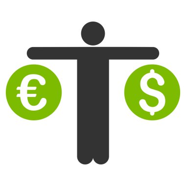 Kişi para birimi düz vektör simge karşılaştırır