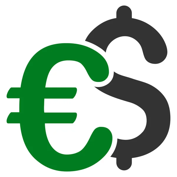 Euro e Dollaro Simboli Icona vettoriale piatta — Vettoriale Stock