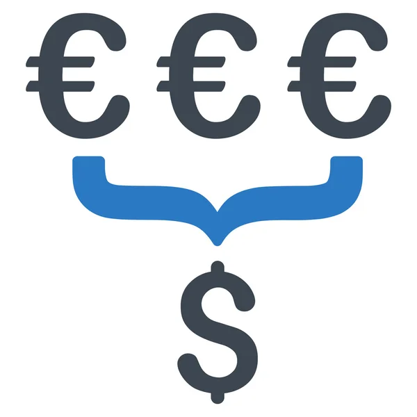 Euro Dollaro Conversione Aggregatore Icona vettoriale piatta — Vettoriale Stock