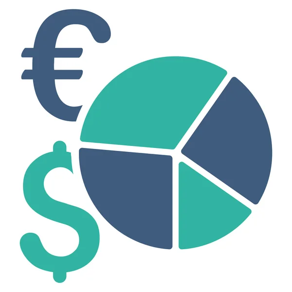 Dollár és az euró kördiagram lapos Vector Icon — Stock Vector