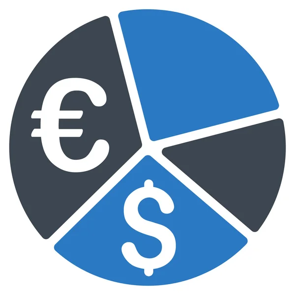 Euró és dollár kördiagram lapos Vector Icon — Stock Vector