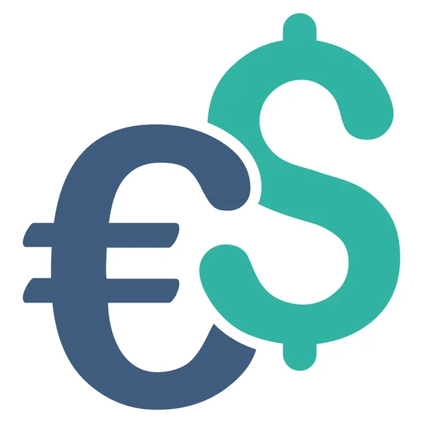 Dollar And Euro Symbols Flat Vector Icon — Stock Vector