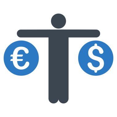 Kişi para birimi düz vektör simge karşılaştırır